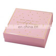 Wholesale custom logo and size folding box with magnetic on flap top gift box for wedding maid of honor bridesmaids box