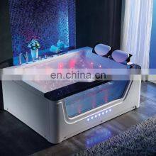 Chinese Indoor Low Price Modern 2 Person Led Hydromassage Whirlpool Bathtub Acrylic With tv Sale in Ghana thumbnail-2