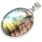 925 SOLID STERLING FINE SILVER LABRADORITE PENDANT thumbnail-1