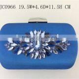 Fashion clutch bag 2015 newest blue satin evening bag