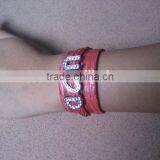 Slide Letters Can be Assembled Crocodile Genuine Leather Wristbands thumbnail-1