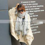 Latest Style Tassel Woven Two-Tone Loop Yarn Lady Winter Wraps And Shawls thumbnail-5