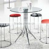 wholesale cheap tempered glass&metal round coffee end table TA-036