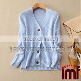 Women's Knit Cardigan Sweater,V-neck,Light Blue