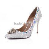 Guangzhou Leather Dress Shoes Lady Crystal Fashion High Heels Quality Heels Production With Metal Gold Heel thumbnail-5