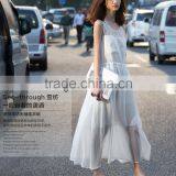 High Quality Solid Color White Chiffon Maxi Long Dress Summer thumbnail-2