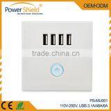 Universal Multi-usage 4 Way USB Wall Socket Power Supply for IPhone/samrt Phone/laptop 6000mA