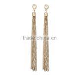 Fashion Long Tassel Dimante Link Chain Bohemian Dangling Stud Earring in Gold Plating For Girls thumbnail-1