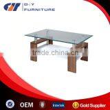 Clear Glass & Walnut Coffee Table For Sale thumbnail-1