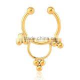 Gold PVD Coated Surgical Steel Fake Septum Clip On Non Pierced Nose Ring thumbnail-1