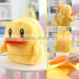 25*19cm(S)/35*28cm(L) lovely customzied yellow duck plush animal cartoon backpack for children