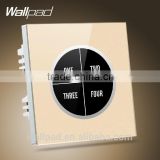 Home Automation Wallpad Benz Gold LED Waterproof UK Tempered Glass 110~250V 4 gang 1 way Touch Screen Light Wall Switch