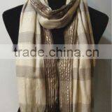 100% Rayon Stripe Scarf With Metal Thread thumbnail-1