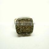 Coated Platinum Druzy Cushion Sterling Silver Jewelry, 925 Solid Sterling Silver Gemstone Ring, Designer Druzy Jewelry thumbnail-2