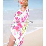 Beach Coverup Women's Bikini Sarong With Flower Print thumbnail-2
