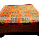 RTHBC-10 Gujarati Traditional Kantha Stitching Indian Designs Beautiful Applique Cotton Cutwork Embroiderd Queen Size Bed Cover thumbnail-1