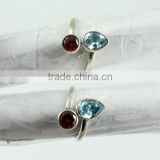 Simple Delight Sky Blue & Red CZ 925 Sterling Silver Toe Ring, Silver Jewelry, Sterling Silver Jewellery