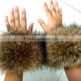 Popular Design Raccoon Fur Coat Sleeves Cuffs Fox Fur Hand Covers Ladies Coat Sleeve Decoration thumbnail-3