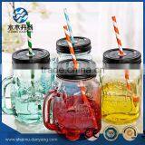 16oz Mason Glass Jar Drinking Bottle With Handle and Straw