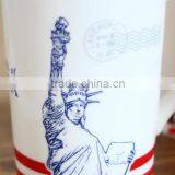 Hot-selling Summer New Creative Iron Tower and Statue of Liberty Ceramic Office Mug With Cover and Spoon thumbnail-5