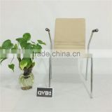 TDC-170-3 QVB JIANDE TONGDA BENTWOOD PLYWOOD FABRIC SEAT stackable METAL CHROME PLATED ARMREST OFFICE CHAIR