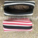 Strip Canvas Toiletry Bag Portable Travel Mini Cosmetic Bag With Ykk Zipper thumbnail-4