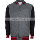 Hooded Varsity Jacket / Hooded Letterman Jacket / Hooded Baseball Jacket Grey thumbnail-1