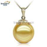 2016 New Fashion 11-12mm Gold Round Freshwater Jewel Original Pearl Pendant thumbnail-1