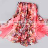 Fashion Active Dying Floral Pattern Scarf 100% Polyester Silk Scarves for Women thumbnail-4
