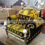 Italy Gorgeous 18/24K Gold Plated Living Room Furniture/ European Classic Royal Brass Carving Fabric Upholstery Gilded Sofa Set thumbnail-2