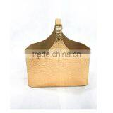 Golden Crocodile Pattern PVC Leather Magazine Storage Basket Holder thumbnail-2