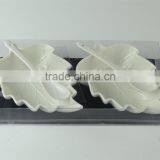 High Quality Stocked White Leaf Shape Ceramic Dish Set, Relish Dish/split Dish/salad Dish With Spoon thumbnail-1