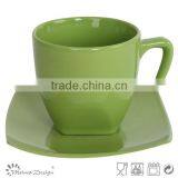Color Glaze Square Saucer Ceramic Tea Cup and Saucer thumbnail-2