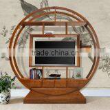 Cabinet TV Rack Circular Oriental Teak Wood Furniture, Japanese Teak Furniture Style Handmade thumbnail-1