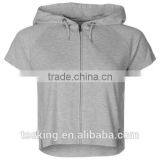 Summer Short Sleeves Zip up Women Crop Top thumbnail-1