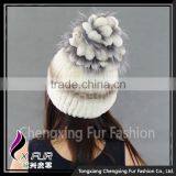 CX-C-245C Custom Cute Pom Pom Rex Rabbit Fur Beanie Hat And Cap Fur Hats thumbnail-6