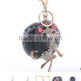 2017 New Design Animal Fur Pom Pom Keychain Wholesale Fur Ball Animal Keychain Hot Selling Fur Ball Woman Bag Charms thumbnail-3