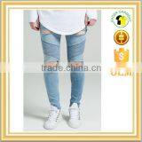 Hot Fashion High Quality Designer Heavy Scratch Raw Denim Mens Skinny Denim Biker Jeans thumbnail-1