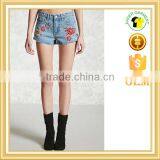 2017 Floral Printing Jeans Shorts High Waisted Denim Shorts Custom thumbnail-1