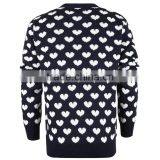 Latest Crew Neck Rib-knit Hem Pullover Heart Shape Jacquard Knitting Sweater thumbnail-2