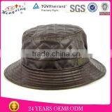 Plaid Leather Customized Mens Designer Black Leather Bucket Hat thumbnail-1