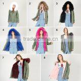 Myfur Black Real Raccoon Fur Hood Custom Fur Lining Women Mini Parka Jacket thumbnail-6