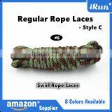 High Quality Polyester Thick Strong Laces for Hiking Race Running Boots - Regular Swirl Cord Rope Booting Shoelaces - Grey/Gray thumbnail-4