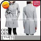 Elegant Grey Button Wool-blend Lady Cashmere Winter Coats thumbnail-1