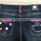 Girls Cute Printed Denim Pant,denim Pant Decorated With Fancy Button and Plaid #9R5833 thumbnail-4