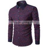 Latest Design Dress Contrast Collar and Cuff Paisley Cotton Men Shirt thumbnail-1