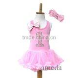 Girls Light Pink Glitter Number 1 Petti Pettiskirt Dress 1-4Y thumbnail-1