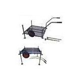 Stable black portable Fishing Tackle Trolley with Mesh Platform, Removable Legs