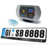 Wireless European license plate parking sensor with three sensors and color LED display