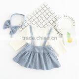 B22220A Infant Baby Autumn Clothing Sets Sweet Baby Long Sleeve Blouse and Sling Dress Sets thumbnail-4
